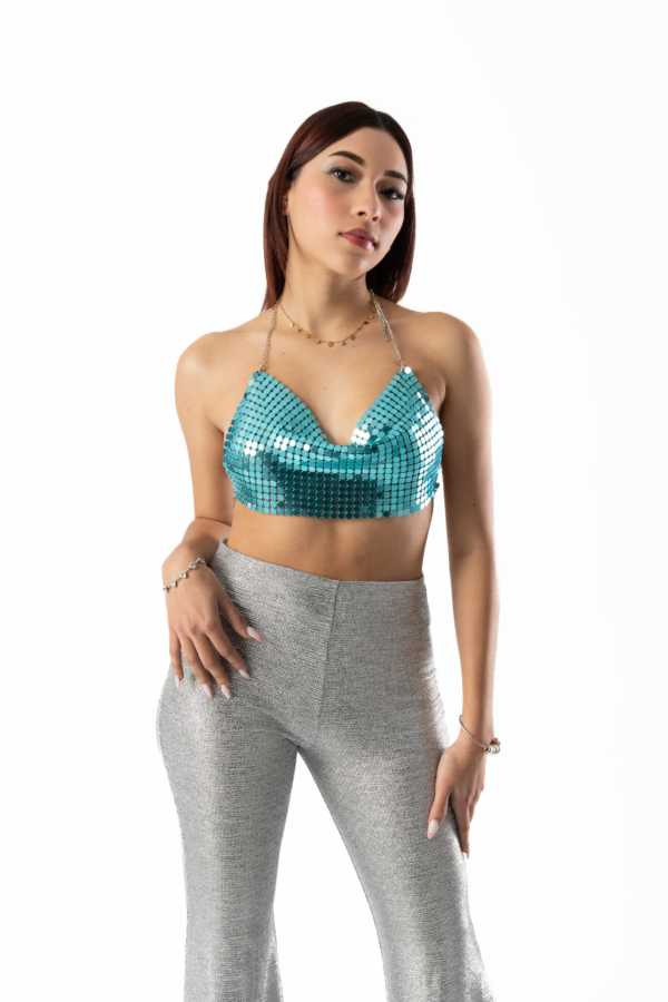 Aquamarine Mesh Top